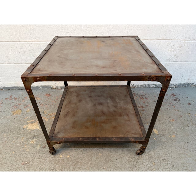Late 20th Century Rustic Industrial Two-Tier Metal Accent Table For Sale - Image 15 of 15