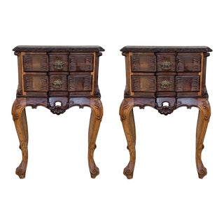 19th Century French Bedsides Tables With Carved Drawers - a Pair For Sale