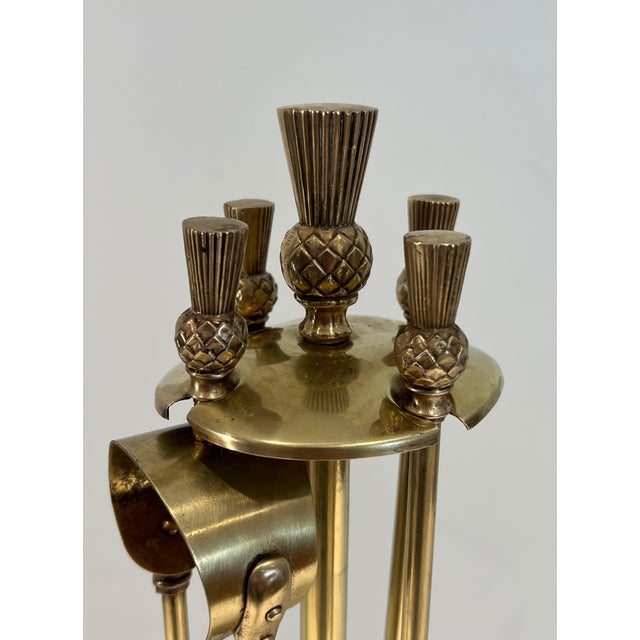 1970s Pineapple Brass Fireplace Tools For Sale - Image 5 of 12
