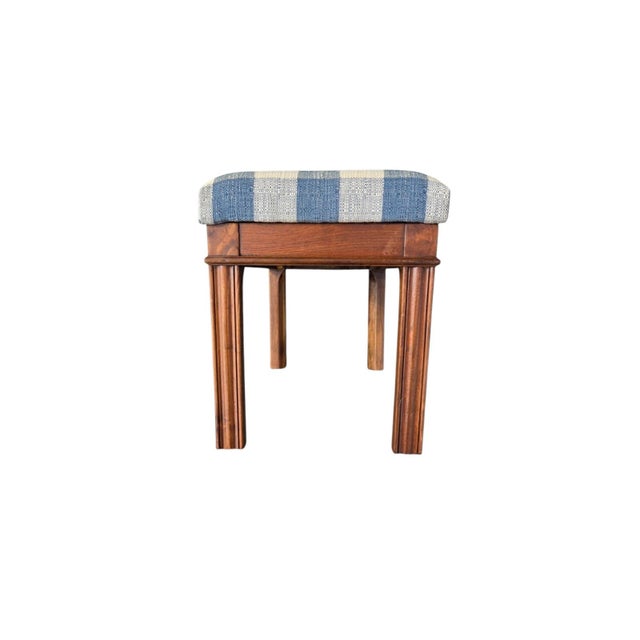 1940s English Chippendale Mahogany Bench New Fabric. For Sale - Image 10 of 10