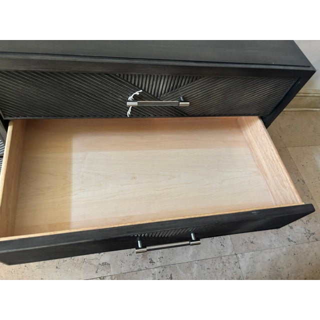 Vanguard Modern Charcoal Textured Three-Drawer Console Credenza For Sale - Image 9 of 12