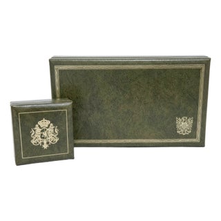 Swedish Royal Court Leather Cufflink Box & Coaster Set – Malmo, Gentleman's Set For Sale