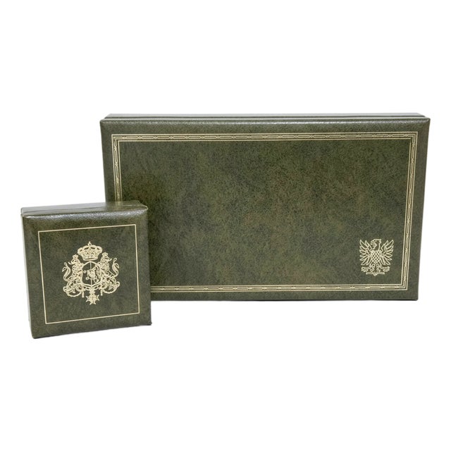 Swedish Royal Court Leather Cufflink Box & Coaster Set – Malmo, Gentleman's Set For Sale
