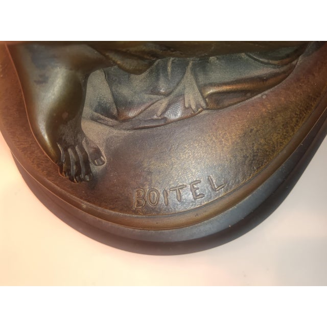 Bronze sculpture of drawing roses in the sand by Isidore-Romain boitel signed in superb condition