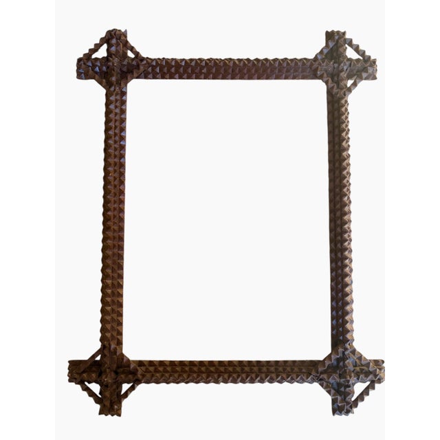 Wood Tramp Art Frame Antique #2 For Sale - Image 7 of 7