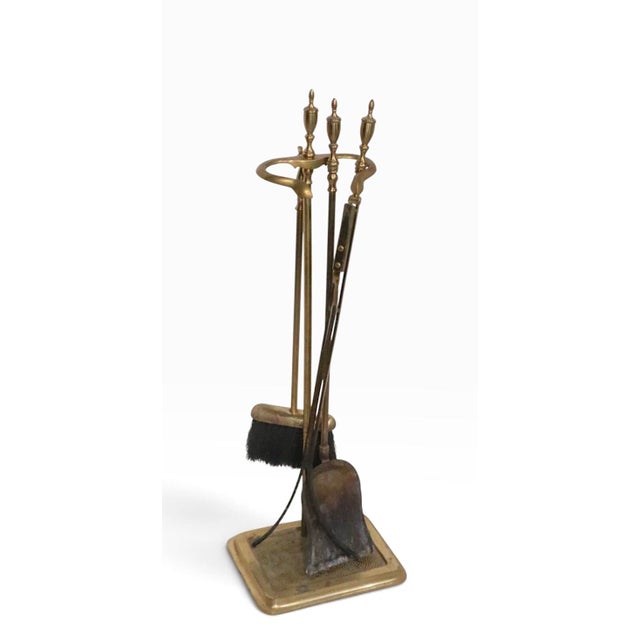 American Vintage Brass Fireplace Tools Set For Sale - Image 3 of 8