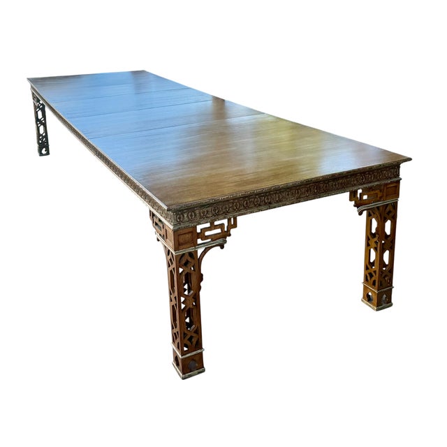 Dennis & Leen Chinese Chippendale Style Giltwood & Walnut Dining Table For Sale In Los Angeles - Image 6 of 6