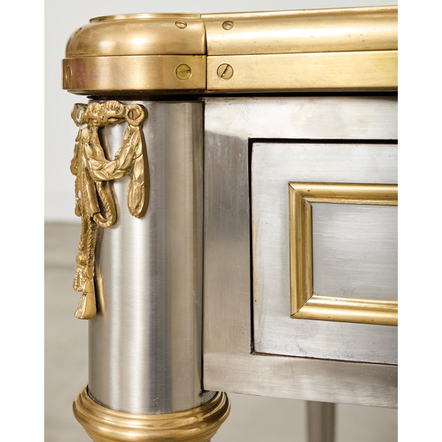 John Vesey Steel Bronze Neoclassical Library Table Desk For Sale - Image 15 of 18