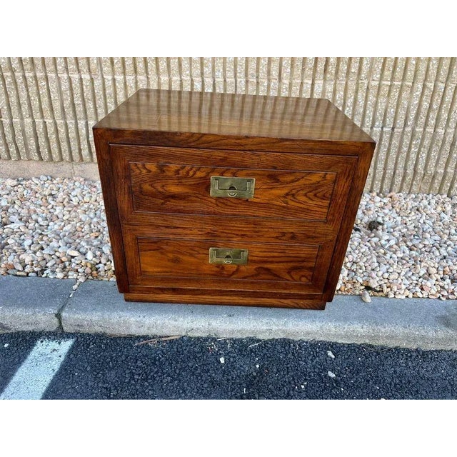 Henredon Scene One 1 Campaign Nightstand or Small Chest with Brass Hardware Well made, dovetail joint construction...