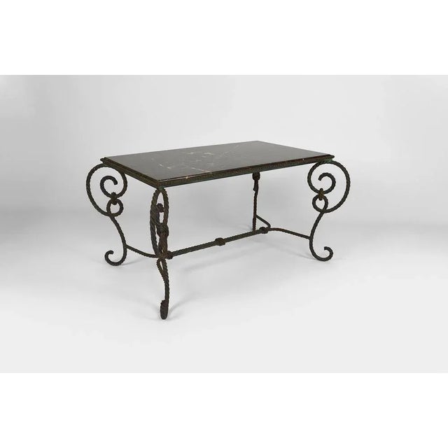 Patinated Wrought Iron and Black Marble Coffee Table, 1940s For Sale - Image 9 of 18