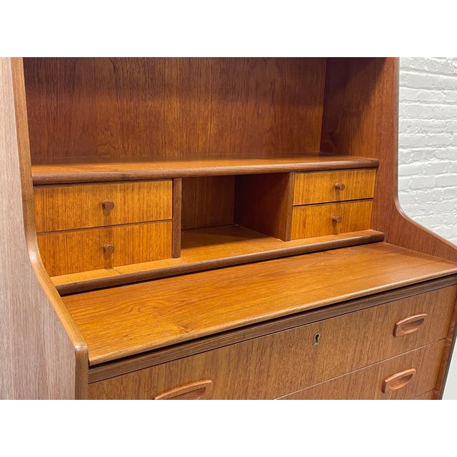 Mid Century Modern Teak Secretary Desk – Scandinavian Writing Desk With Storage, C. 1960’s For Sale - Image 10 of 15