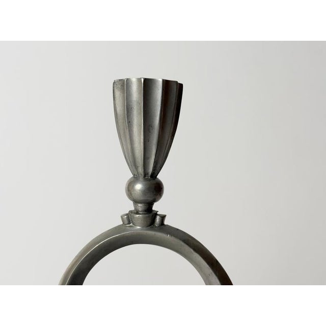 Svenskt Tenn Art Deco Swedish Pewter Candelabra with Horse Relief from Svenskt Tenn, 1932 For Sale - Image 4 of 14