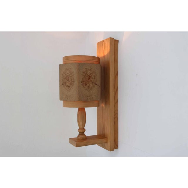 Brown Vintage Wall Lights in Pine by Leif Wikner, Sweden, 1970s, Set of 2 For Sale - Image 8 of 13