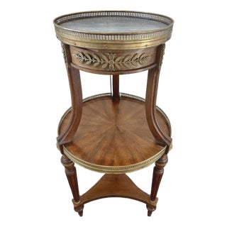 French Louis XVI Style Marble Top Bouillotte Table For Sale