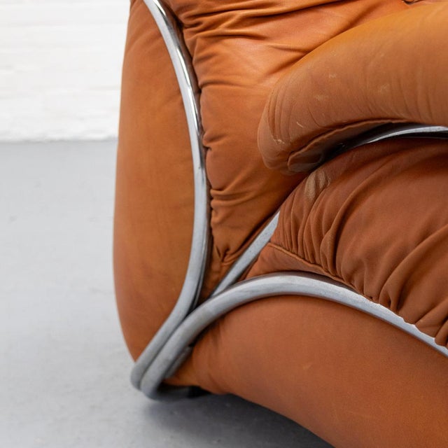 Corolla Lounge Chair in Cognac Leather by I.P.E., 1970s For Sale - Image 17 of 18