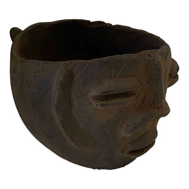 African Kuba Wooden Cup Figural Head For Sale