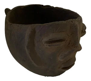 African Kuba Wooden Cup Figural Head