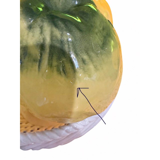 1990s 1990s Spanish Glazed Ceramic Yellow & Green Fruit Basket Centerpiece For Sale - Image 5 of 8