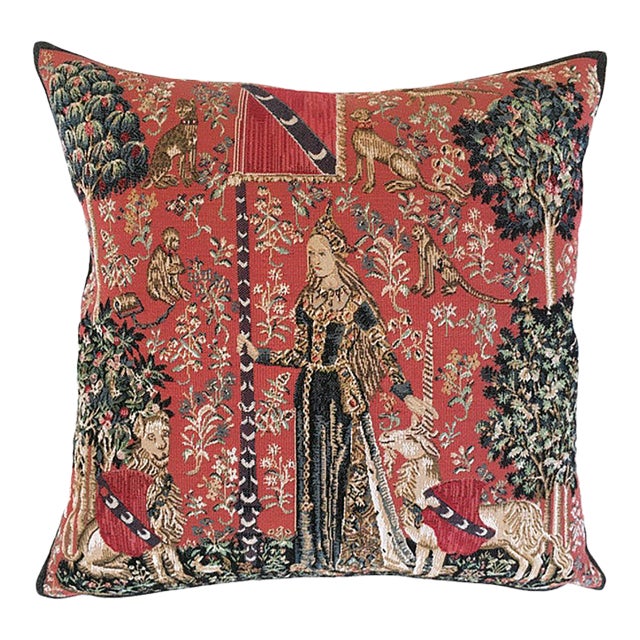 Lady & Unicorn Touch Tapestry Cushion With Feather Filler - 46x46cm (18"x18") For Sale