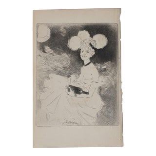 Jean-Louis Forain (1852-1931) "A Night Out" Original Etching c.1890s For Sale