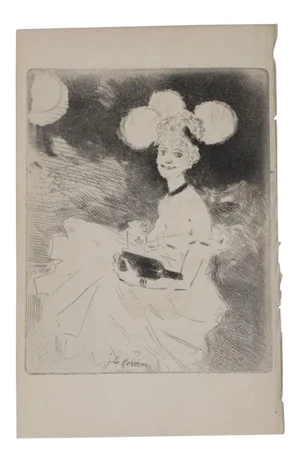 Jean-Louis Forain (1852-1931) "A Night Out" Original Etching c.1890s