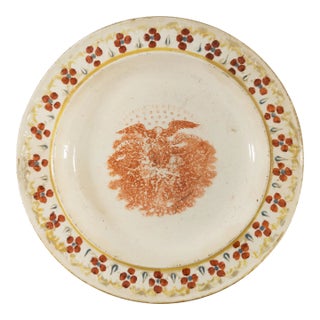 19th Century Americana Transferware Lafayette and Washington Plate For Sale