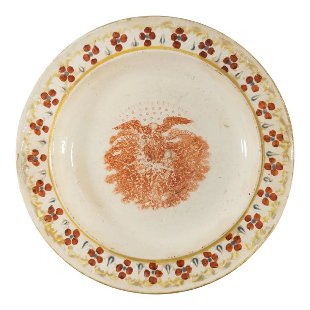 19th Century Americana Transferware Lafayette and Washington Plate For Sale