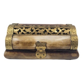 Vintage Indian Camel Bone & Brass "Ship of the Desert" Trinket Box For Sale