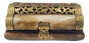 Vintage Indian Camel Bone & Brass "Ship of the Desert" Trinket Box