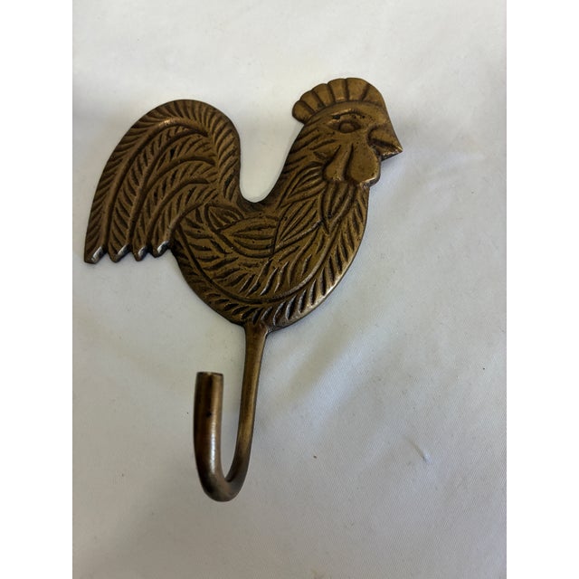 Farmhouse Vintage Brass Rooster Wall Hook For Sale - Image 3 of 6