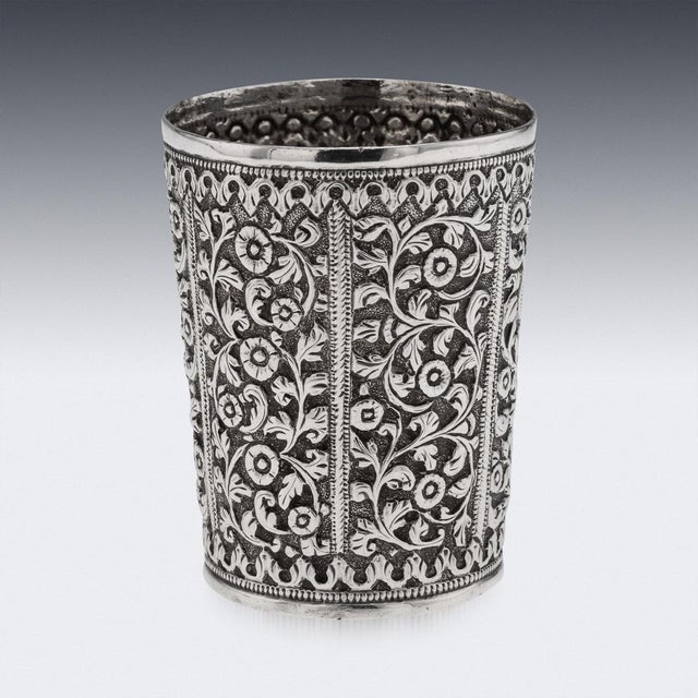 Metal Antique 19th Century Indian Kutch Silver Beaker, 1890 For Sale - Image 7 of 15