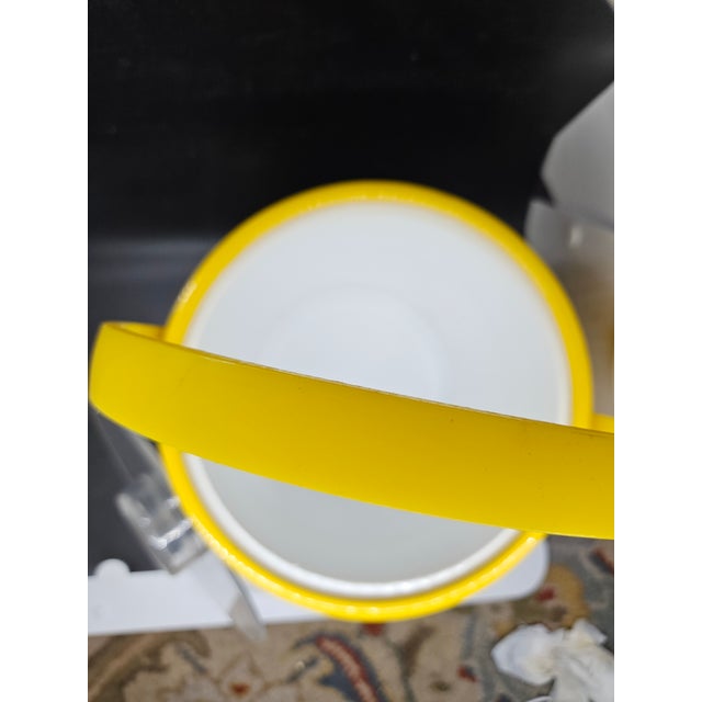 Yellow Vintage 1970s Yellow Vinyl and Lucite Ice Bucket For Sale - Image 8 of 9