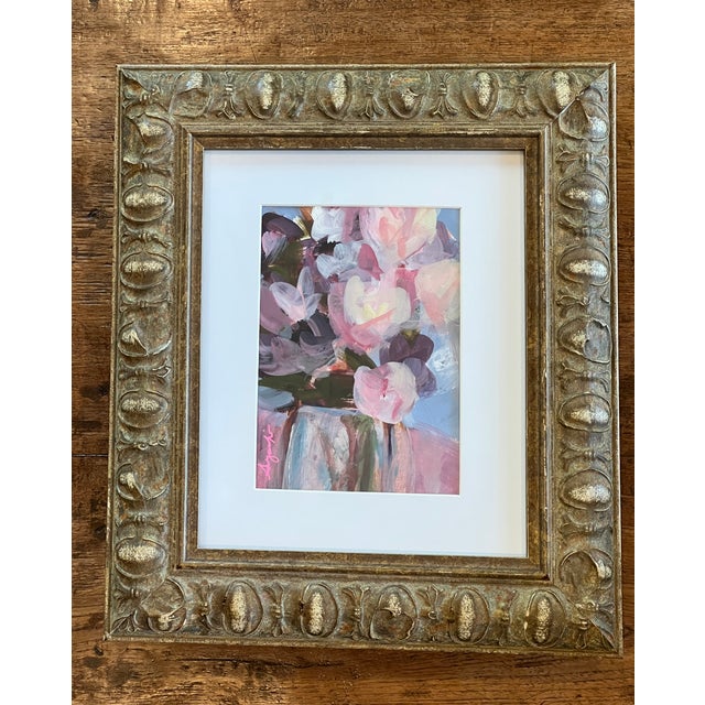 Impressionist Original Floral Still Life Acrylic Painting, Signed For Sale - Image 3 of 6