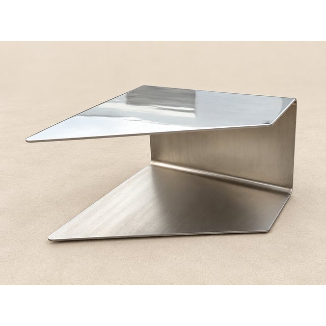 1980s Monumental Sculptural Polished Stainless Steel Cantilever Coffee Table, Usa For Sale - Image 5 of 17