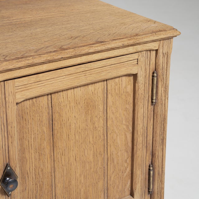Pair of Eclectic Oak Side Tables with Marble Tops, Antique, France, Circa 1900 For Sale - Image 11 of 15