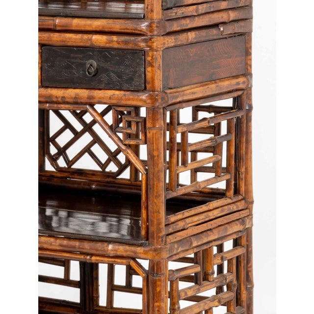 Brown Aesthetic Movement Chinoiserie Bamboo and Elm Etagere, 19th Century For Sale - Image 8 of 12