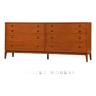 1960s Refinished John Stuart 76” Teak Long Dresser For Sale