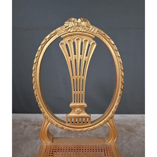 Early 20th Century Louis XVI Style Gilded Wood Chairs, Set of 2 For Sale - Image 11 of 18