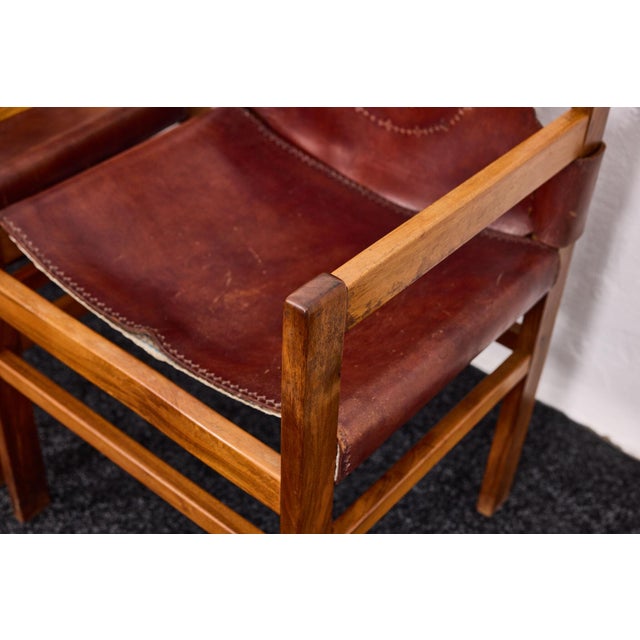 Vintage Safari Style Leather Armchairs, 1970s, Set of 4 For Sale - Image 14 of 17