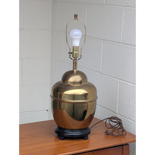 Vintage Brass Ginger Jar Table Lamp For Sale In Washington DC - Image 6 of 7