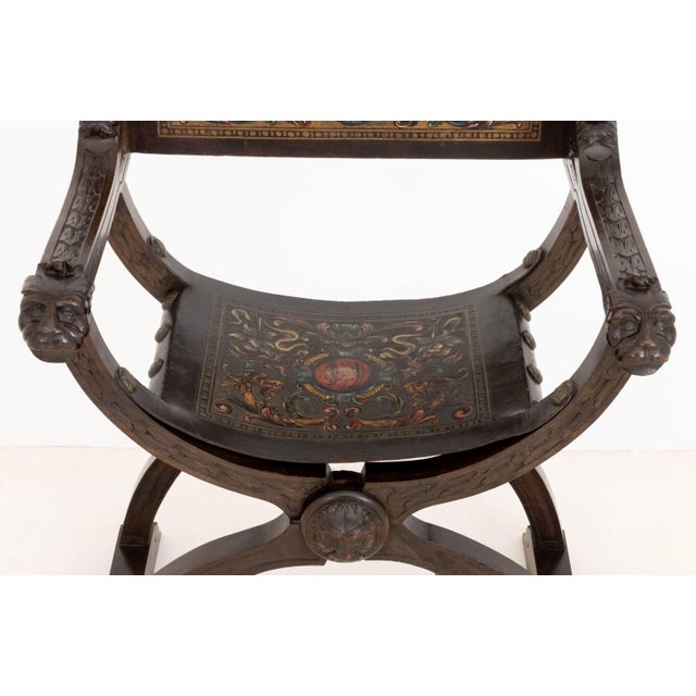 Late 20th Century Renaissance Revival Walnut Savonarola Chair For Sale - Image 5 of 10