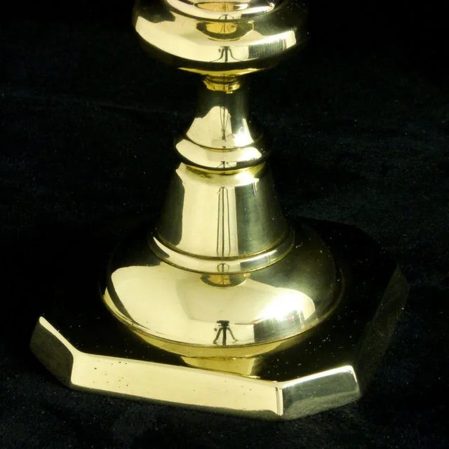 Metal Small Victorian Knop-Stemmed Brass Candlesticks, 1890s, Set of 2 For Sale - Image 7 of 8