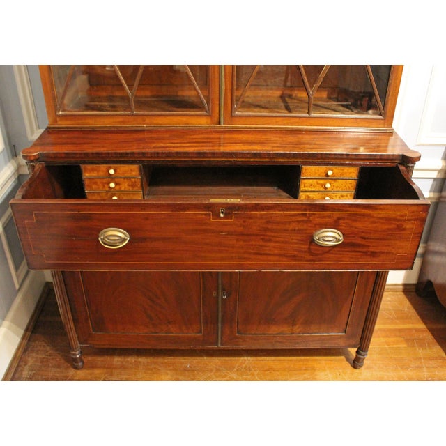 Circa 1815 English Regency Secretaire Bookcase Cabinet For Sale - Image 4 of 10