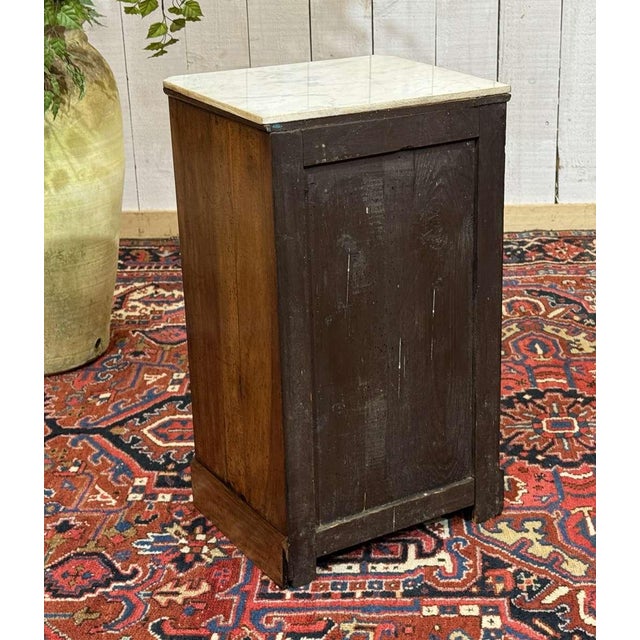19th Century Walnut Bedside Table with White Marble Top For Sale - Image 10 of 12