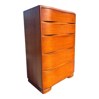 1930s Antique Deco Style Curved Wavefront Tall Dresser Chest of Drawers For Sale