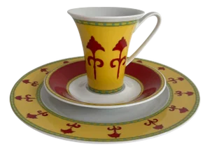 Idillio Bokhara Coffee Cup with Saucer and Breakfast Plate by Paul Wunderlich for Rosenthal 1980s, Set of 3