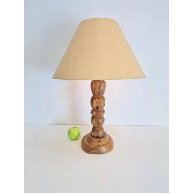 Wood Mid-Century Brutalist Wooden Table Lamp, France, 1950s For Sale - Image 7 of 8