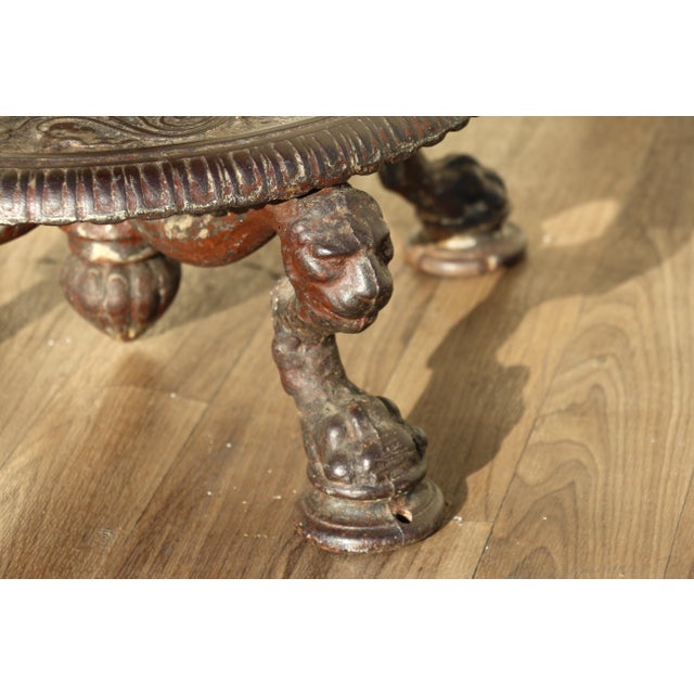 Antique French Bistro Marble Top Pedestal Table With Cast Iron Base, Circa 1900s For Sale - Image 15 of 18