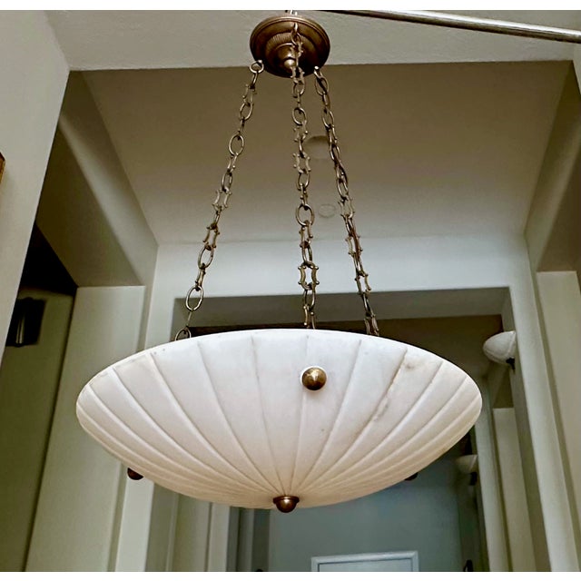 1970s Directoire Style French Alabaster Pendant Chandelier For Sale - Image 5 of 18