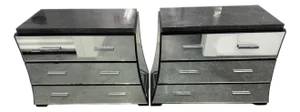 Pair of Randall Tysinger for Ej Victor Three Drawer Mirrored Chest Nightstands
